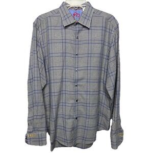 RARE Robert Graham‎ Mens XL Multi Color Long Sleeve Button Up Shirt Crown Cuffs